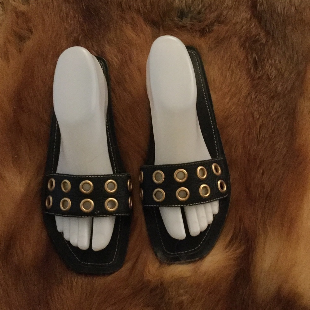 Prada sandals Size 40 Black with Gold embellishment